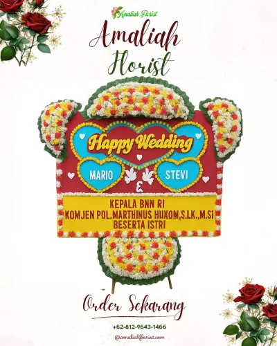 Karangan Papan Bunga Pernikahan di Sukoharjo